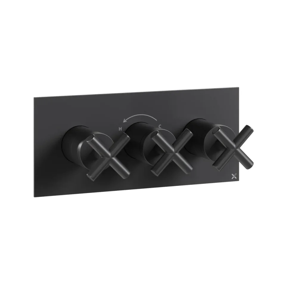 Crosswater MPRO Crosshead 3 Handle Trimset (must be paired with WLBP2001R or WLBP3001R_V2) Matt Black product image - Image 1