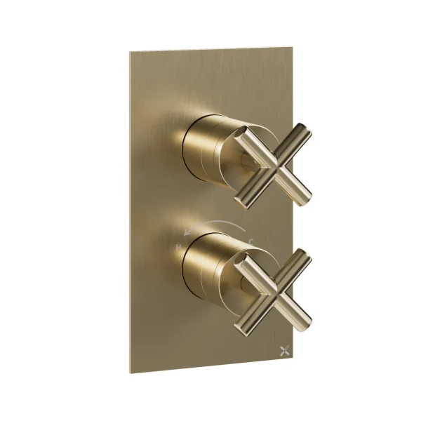 Crosswater MPRO Crosshead 2 Handle Trimset (must be paired with WLBP1000R or WLBP25X3R) Brushed Brass