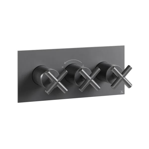 Crosswater MPRO Crosshead 3 Handle Trimset (must be paired with WLBP2001R or WLBP3001R_V2) Slate