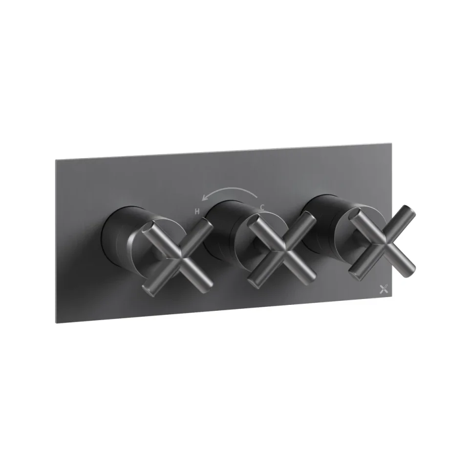Crosswater MPRO Crosshead 3 Handle Trimset (must be paired with WLBP2001R or WLBP3001R_V2) Slate product image - Image 1