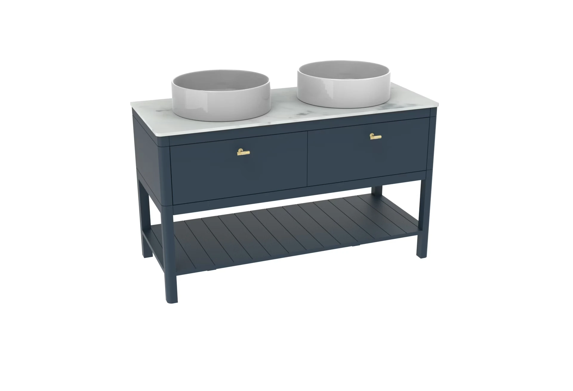 Saneux Frontier 120cm 2 Drawer Floor Standing Unit With Undermount Tray - Matte Fiord