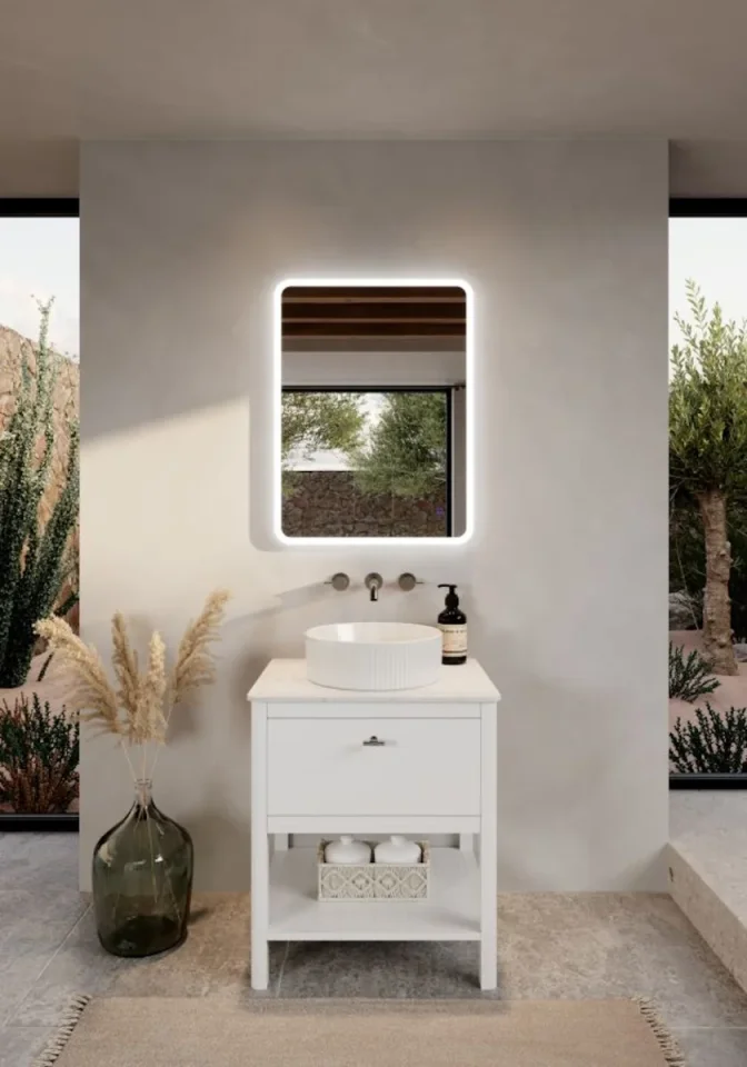 Saneux Frontier 60cm 1 Drawer Floor Standing Unit With Undermount Tray - Matte White detail view - Image 2