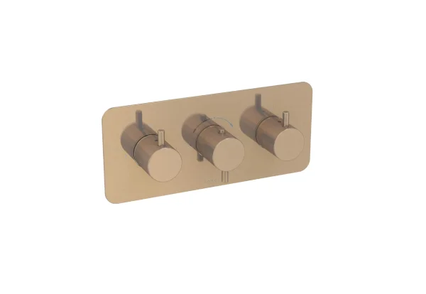 Saneux Cos 2 Way 3 Handle Shower Plate & Shrouds - Landscape - Brushed Bronze
