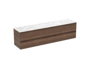 Saneux Uni 200cm Kit - 2 X 100cm 2 Drawer Wall Mounted Unit & 200cm Countertop - English Oak