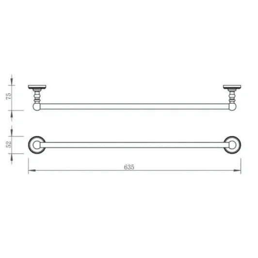 Just Taps Grosvenor Towel Bar 600mm Chrome detail view - Image 2
