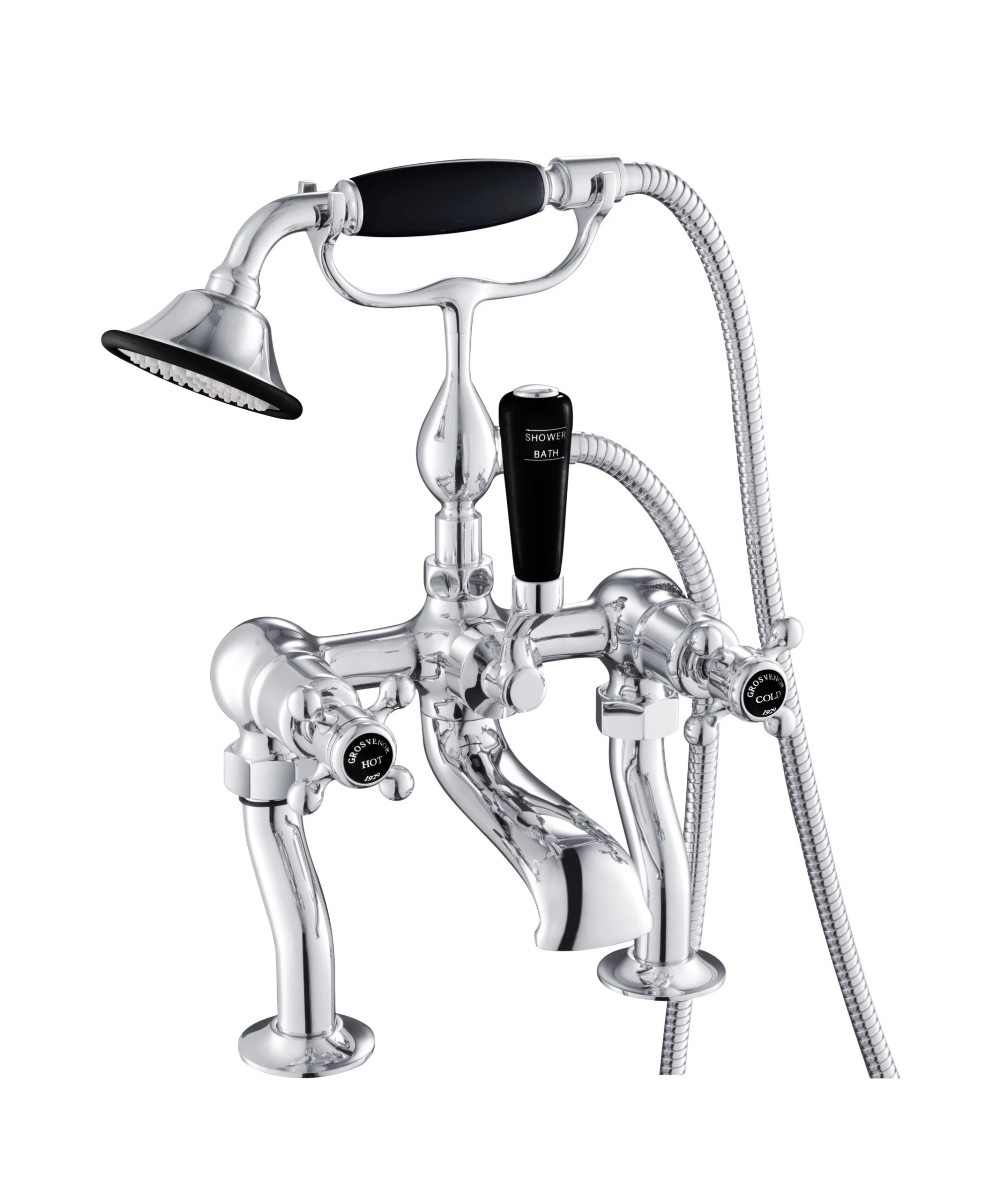 Just Taps Grosvenor Cross Deck Mounted Bsm With Kit Matt Black