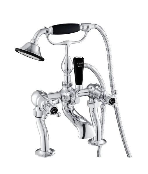 Just Taps Grosvenor Cross Deck Mounted Bsm With Kit Matt Black