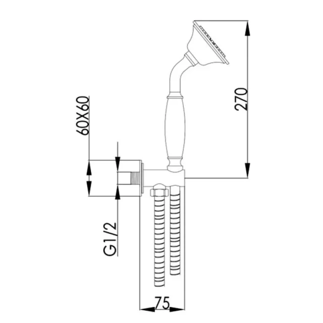 Just Taps Grosvenor Water Outlet And Holder With Black Hand-Shower Chrome detail view - Image 2