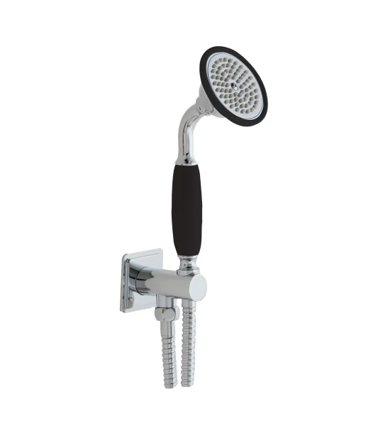 Just Taps Grosvenor Water Outlet And Holder With Black Hand-Shower Chrome