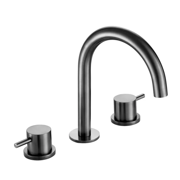 Just Taps Vos 3 Hole Deck Mounted Basin Mixer Designer Handle Brushed Black