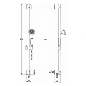 Just Taps Grosvenor Slide Rail Kit With Single Function Handset And Shower Hose Chrome