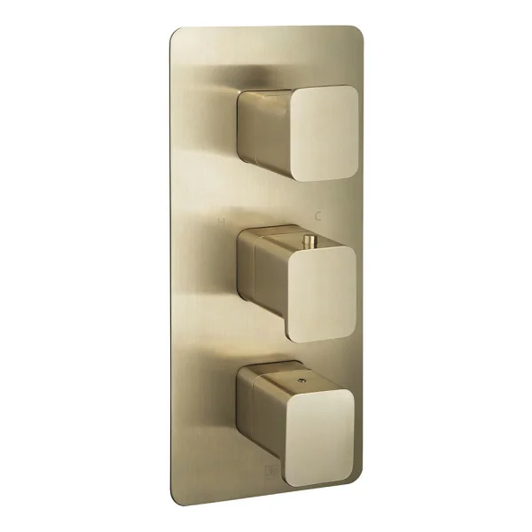 Just Taps Hix Thermo Valve 3 Option 3 Handle Vertical Brushed Brass