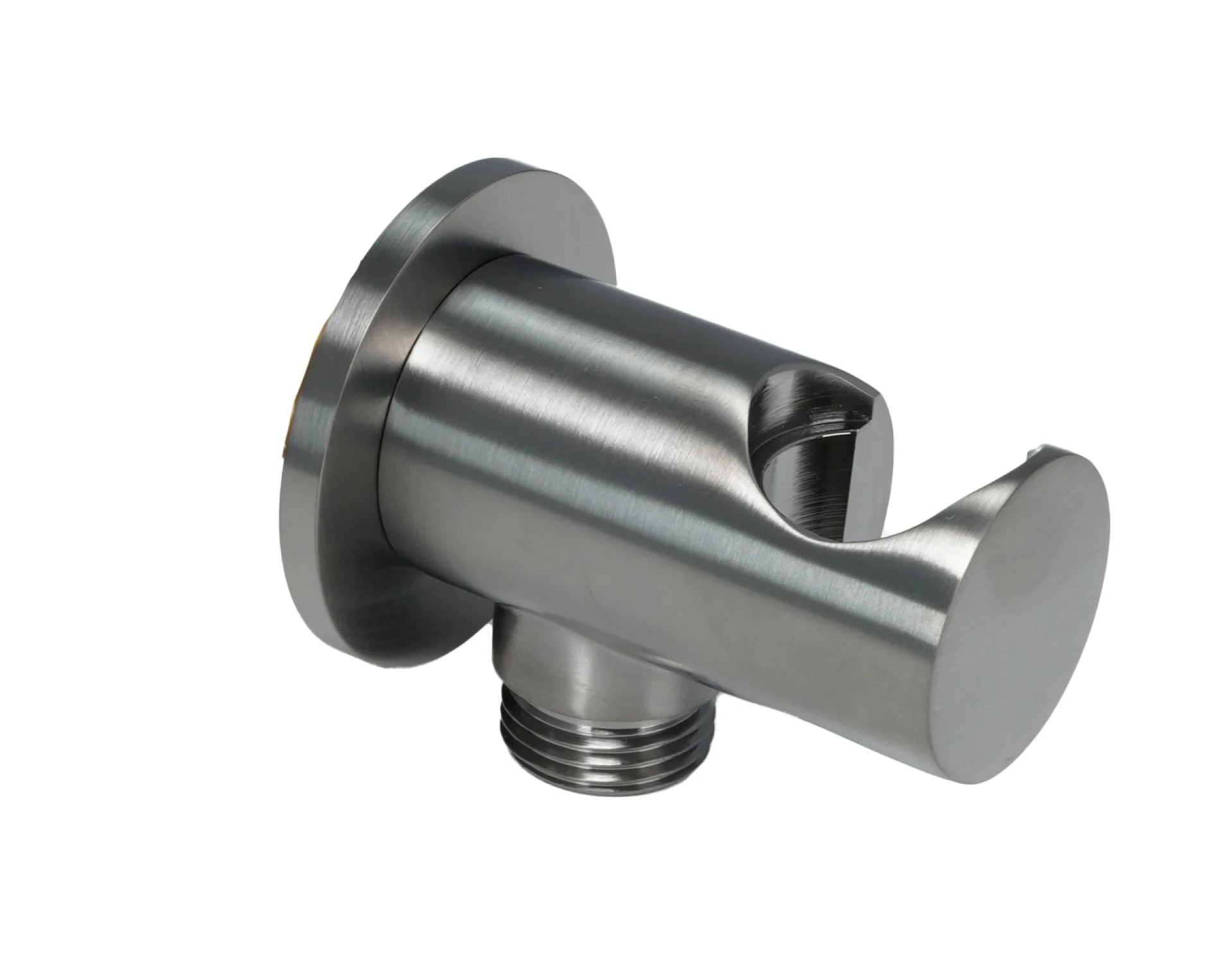Just Taps Vos Water Outlet Elbow With Wall Support Brushed Black