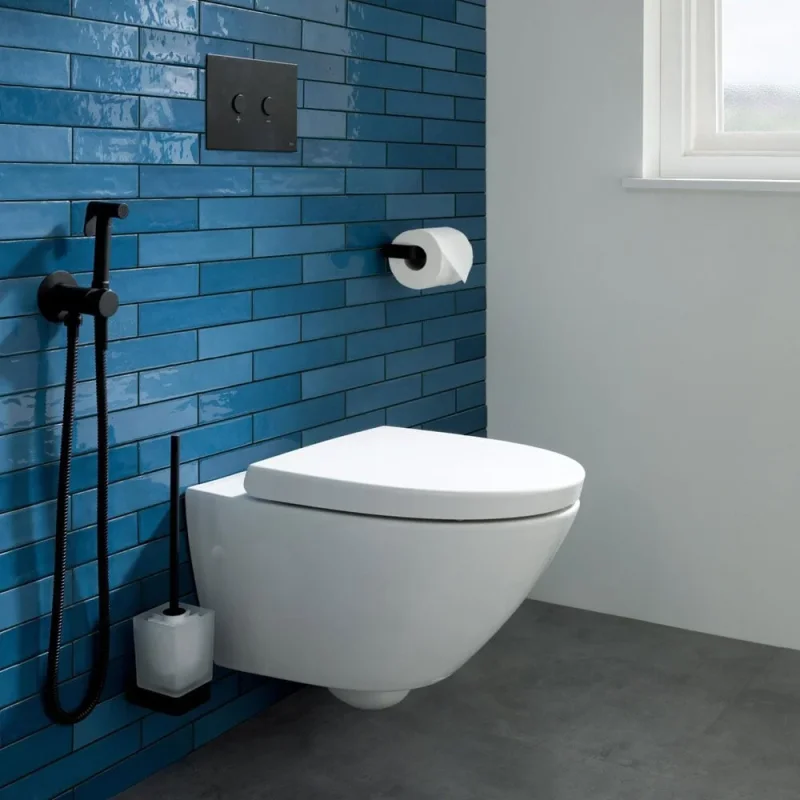 Just Taps Hix Toilet Paper Holder Matt Black detail view - Image 2