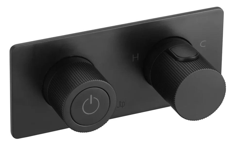 Just Taps Evo Thermostatic Concealed Push Button 2 Outlet Shower Valve Matt Black product image - Image 1