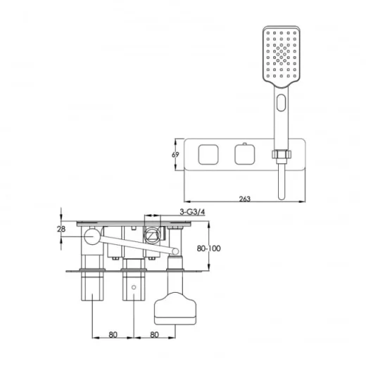 Just Taps Hix Thermostatic Concealead 2 Outlet Shower Valve Brushed Black detail view - Image 2