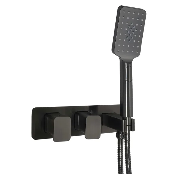 Just Taps Hix Thermostatic Concealead 2 Outlet Shower Valve Brushed Black