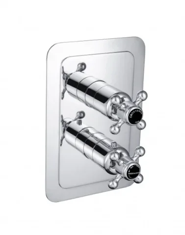 Just Taps Grosvenor Cross Conc Thermostatic 1 Outlet Valve Matt Black product image - Image 1
