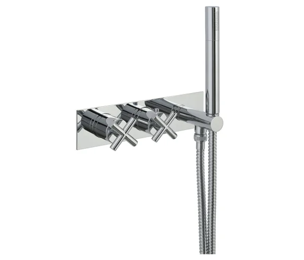 Just Taps Solex Thermostatic Concealed 2 Outlet Shower Valve With Attached Handset Chrome
