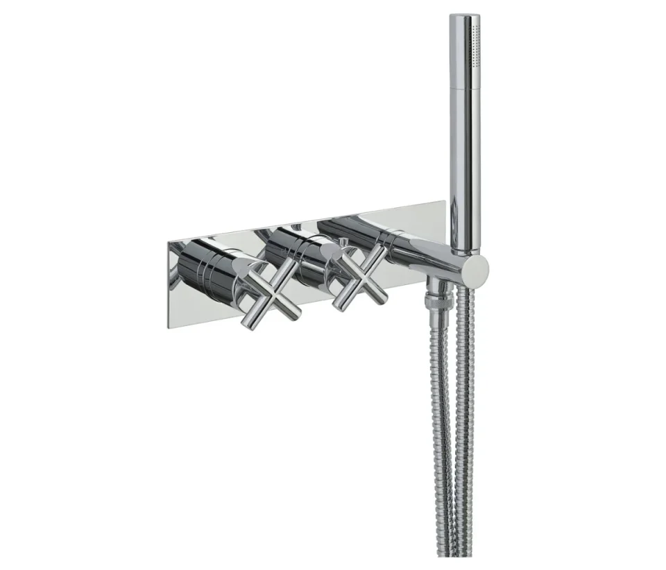 Just Taps Solex Thermostatic Concealed 2 Outlet Shower Valve With Attached Handset Chrome product image - Image 1