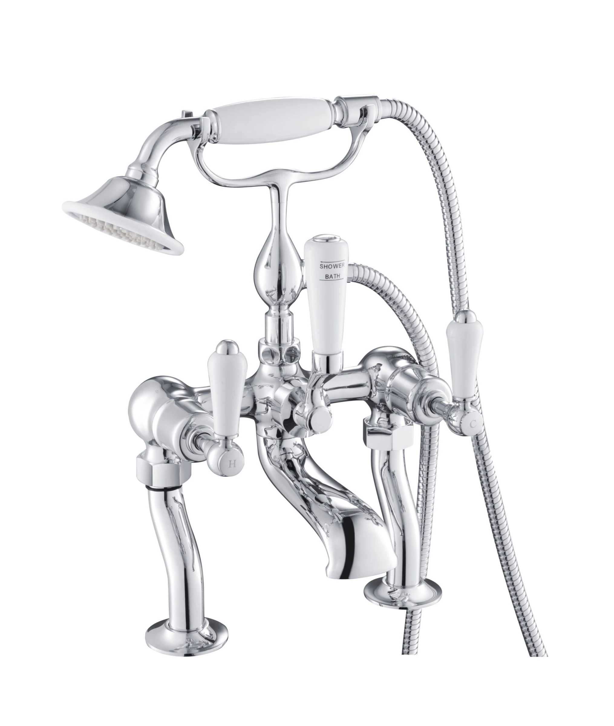 Just Taps Grosvenor Lever Deck Mounted Bath Shower Mixer With Kit Chrome