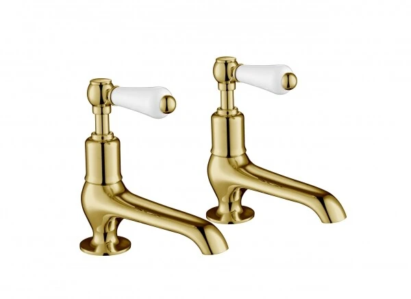 Just Taps Grosvenor Lever Long Nose Basin Taps Light Gold