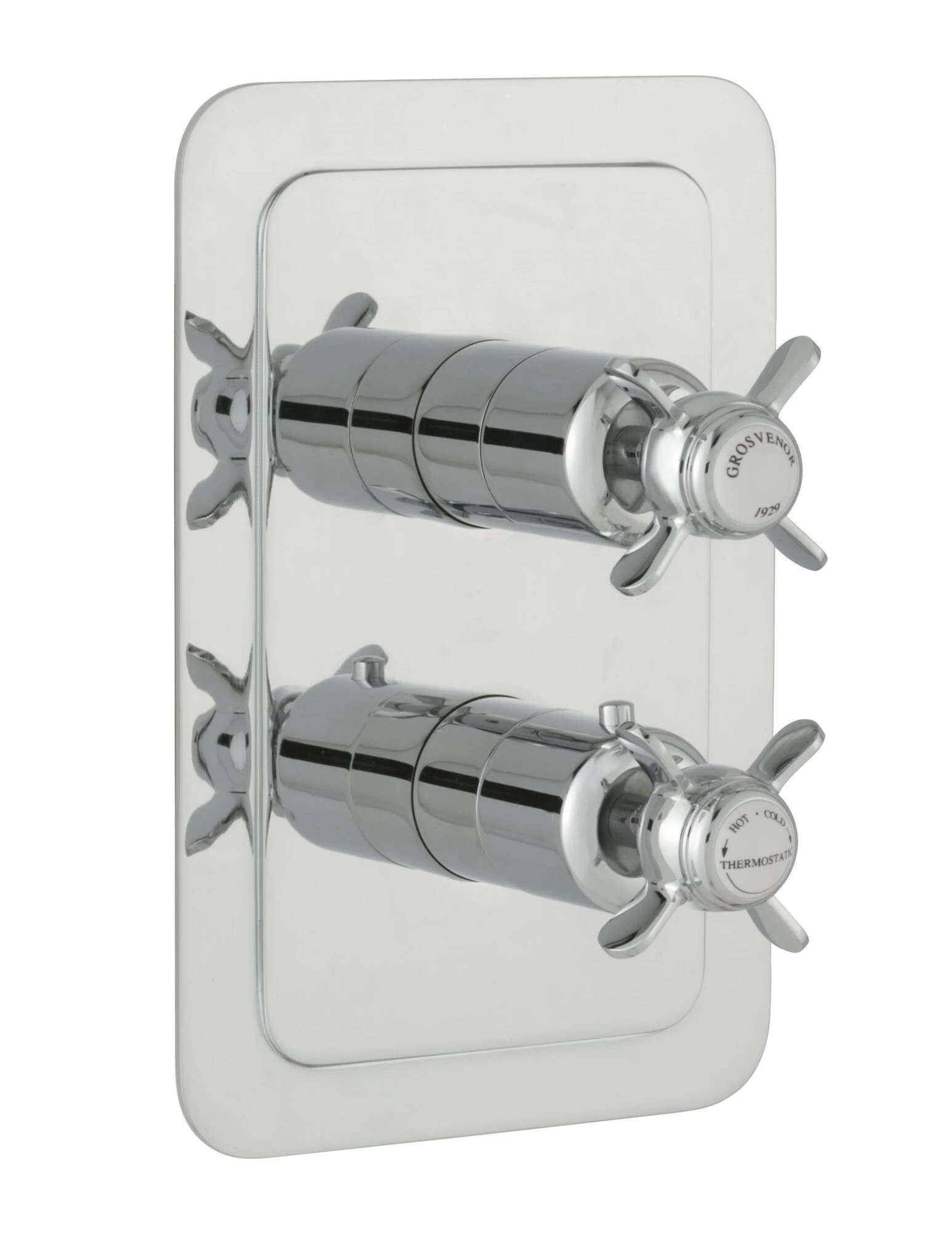 Just Taps Grosvenor Pinch Concealed Thermostatic 2 Outlet Valve Vertical Chrome