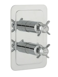 Just Taps Grosvenor Pinch Concealed Thermostatic 2 Outlet Valve Vertical Chrome