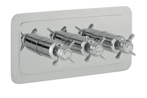 Just Taps Grosvenor Pinch Thermostatic 3 Outlet Valve Horizontal Chrome