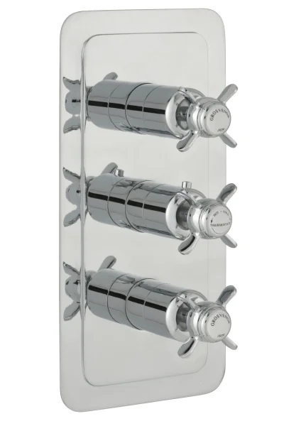 Just Taps Grosvenor Pinch Conealed Thermostatic 2 Outlet Valve Vertical Chrome