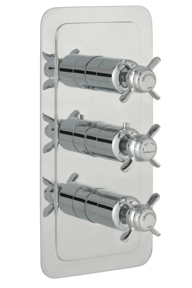 Just Taps Grosvenor Pinch Conealed Thermostatic 2 Outlet Valve Vertical Chrome product image - Image 1