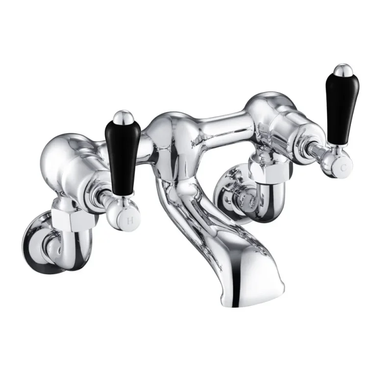 Just Taps Grosvenor Lever Wall Mounted Bath Filler Matt Black detail view - Image 2
