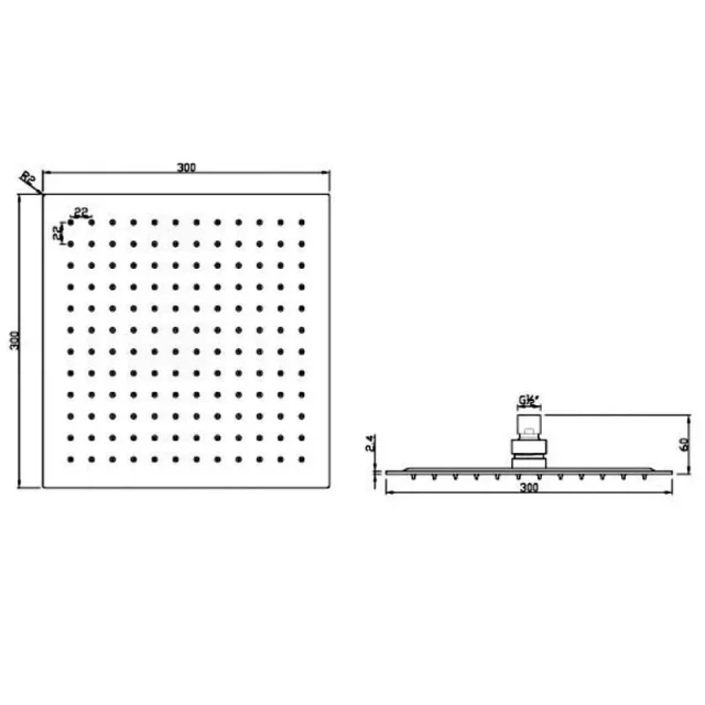 Just Taps Glide Ultra-Thin Square Shower Head 300mm Chrome product image - Image 1