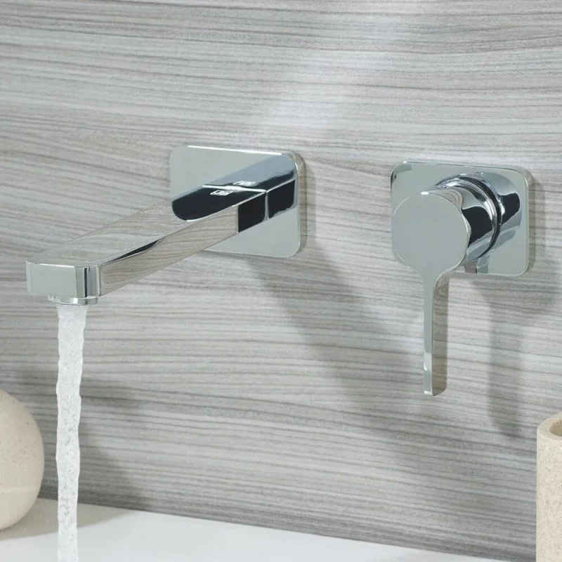 Just Taps Curve Single Lever Wall Mounted Basin Mixer Chrome detail view - Image 2