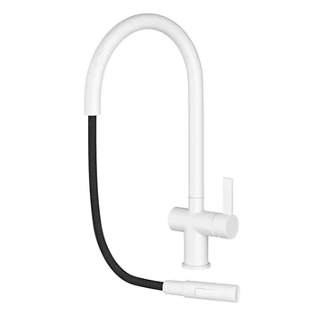 Just Taps Vos Matt White Single Lever Pull Out Sink Mixer