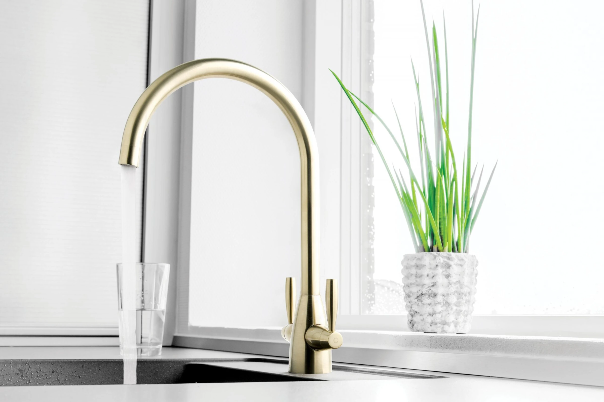 Just Taps Blink Sink Mixer Swivel Spout Brushed Brass