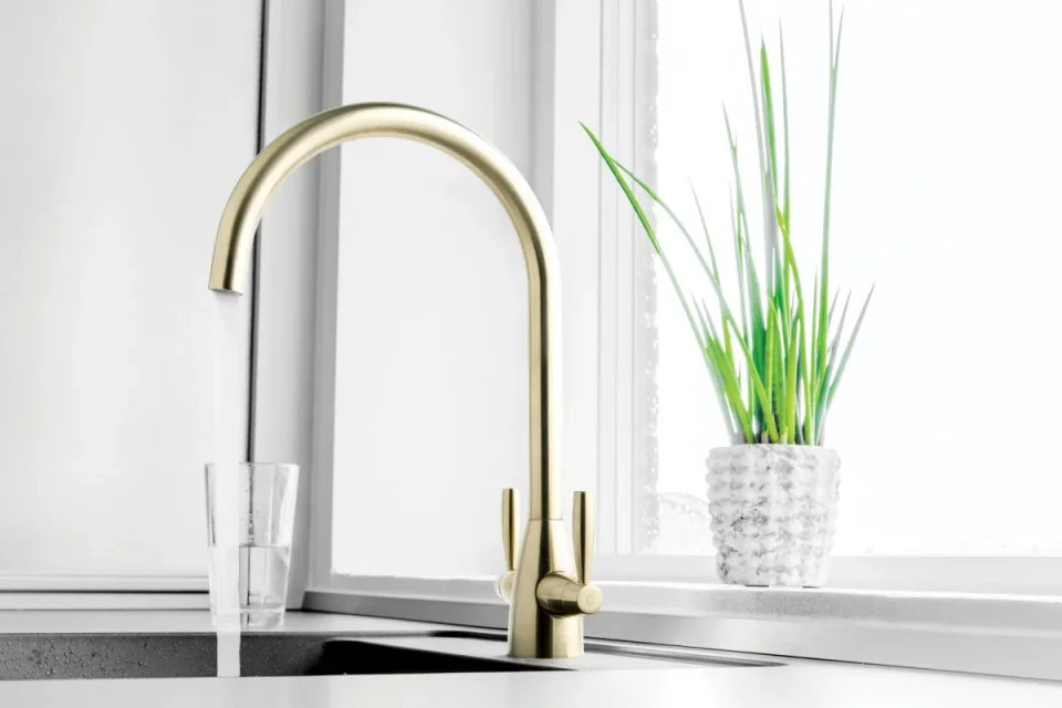 Just Taps Blink Sink Mixer Swivel Spout Brushed Brass product image - Image 1
