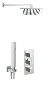 Just Taps Athena 2 Outlet Shower Valve Vertical, Water Outlet And Holder, Arm 400mm, Overhead Shower 200mm X 200mm