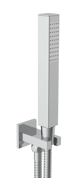 Just Taps Square Water Outlet And Holder With Metal Hose