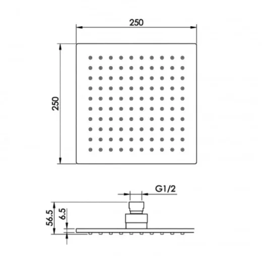 Just Taps Glide Ultra-Thin Square Shower Head 250mm Chrome detail view - Image 2