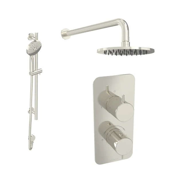 Saneux Eden 2 Way Shower Kit - W/ 3 Function Handset & Slider Rail & Shower Head - Brushed Nickel