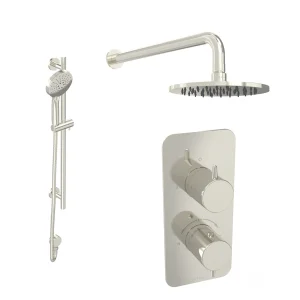 Saneux Eden 2 Way Shower Kit - W/ 3 Function Handset & Slider Rail & Shower Head - Brushed Nickel