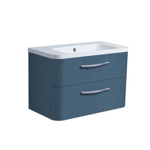 Roper Rhodes 800mm System Wall Mounted Double Drawer Unit - Derwent Blue product image - Image 1