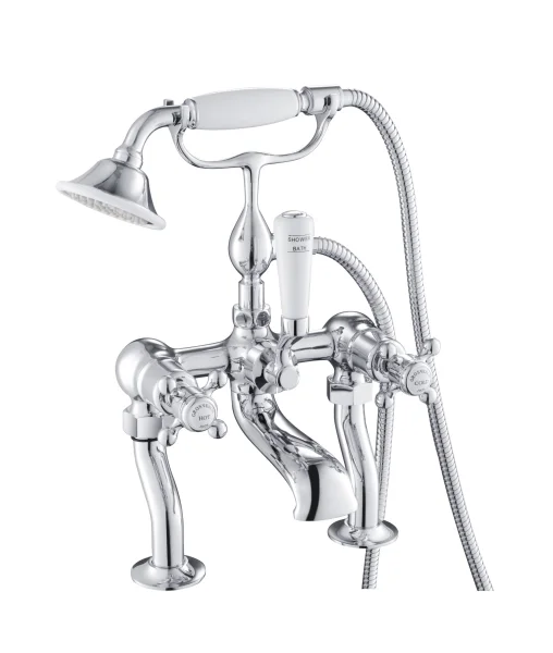 Just Taps Grosvenor Cross Deck Mounted Bath Shower Mixer With Kit Chrome