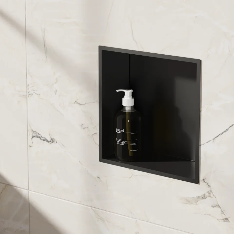 Crosswater Niches 305 X 305mm Matt Black detail view - Image 2