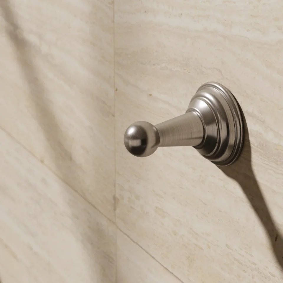 Crosswater Belgravia Single Robe Hook Brushed Nickel detail view - Image 2