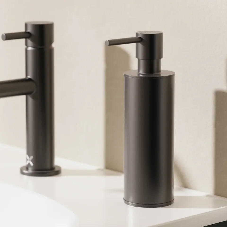 Crosswater Mpro Freestanding Soap Dispenser Matt Black detail view - Image 2