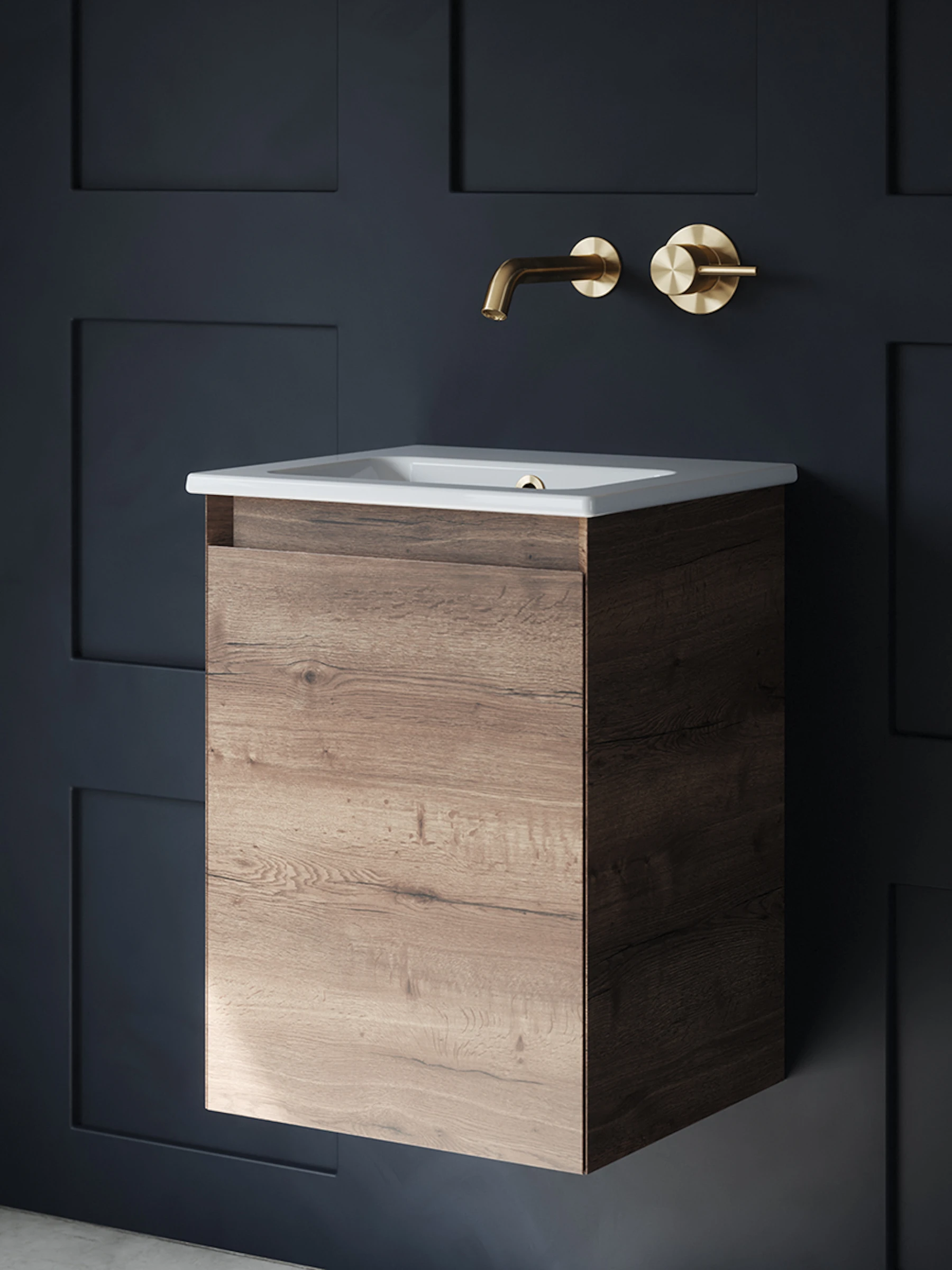 Saneux Uni 40cm 1 Door Wall Mounted Unit - English Oak