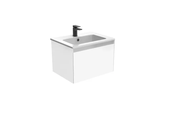 Saneux Uni 60cm 1 Drawer Wall Mounted Unit - Matte White