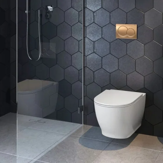 Geberit Alpha01 Round Dual Flush Plate Red Gold detail view - Image 2